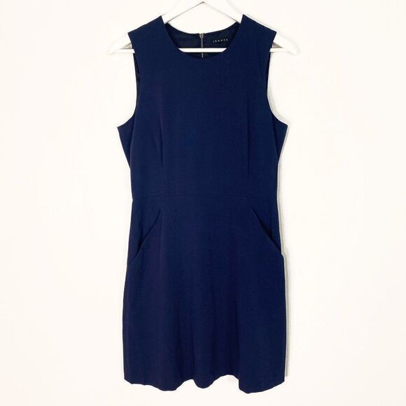 Theory Blue Sleeveless Sheath Dress with Pockets - Picture 1 of 8